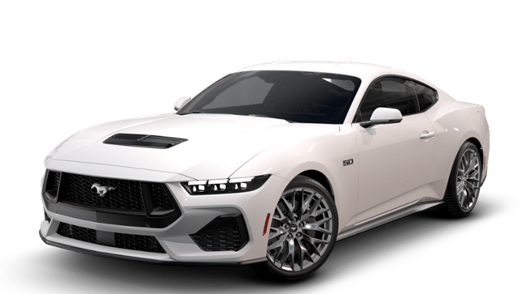 2026 Ford Mustang GT Premium in Oxford White — front three-quarter view