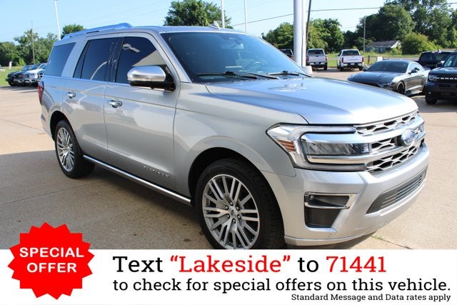 2023 Ford Expedition Platinum in Silver Metallic — front three-quarter view