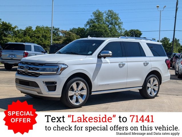 2023 Ford Expedition Platinum in White Metallic — front three-quarter view