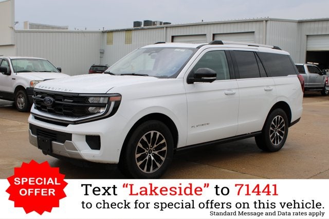 2025 Ford Expedition Platinum in Oxford White — front three-quarter view