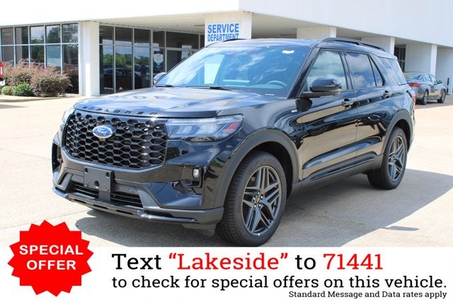 2026 Ford Explorer ST-Line in Agate Black Metallic — front three-quarter view
