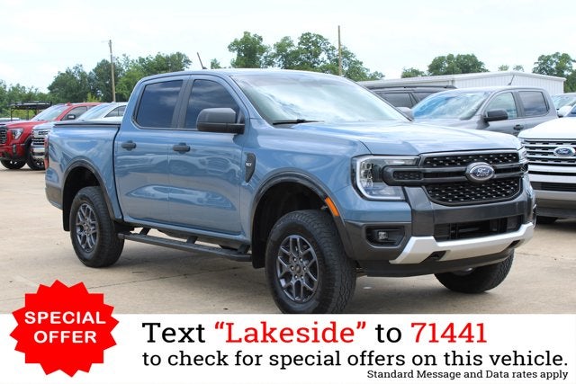 2024 Ford Ranger XLT in Azure Gray Metallic — front three-quarter view