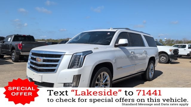 2019 Cadillac Escalade ESV Premium Luxury in Crystal White Tricoat — front three-quarter view