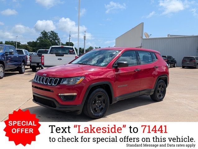 2019 Jeep Compass Sport in Redline Pearlcoat — front three-quarter view