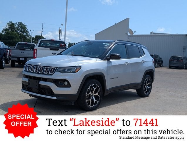 2025 Jeep Compass Limited in Silver Zynith Metallic Clearcoat — front three-quarter view